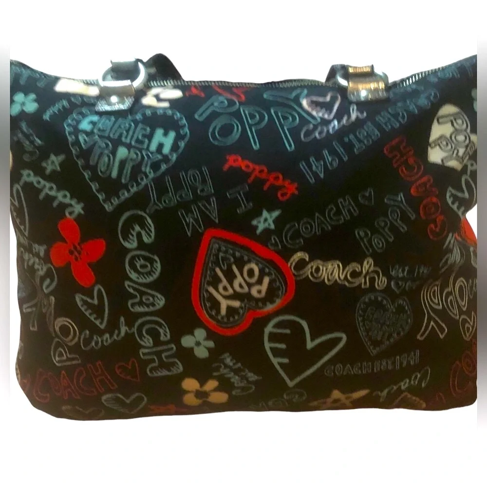Coach Poppy Black Multicolor Tote